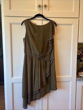 Haute Hippie Olive Asymmetric Eyelet-Trim Dress